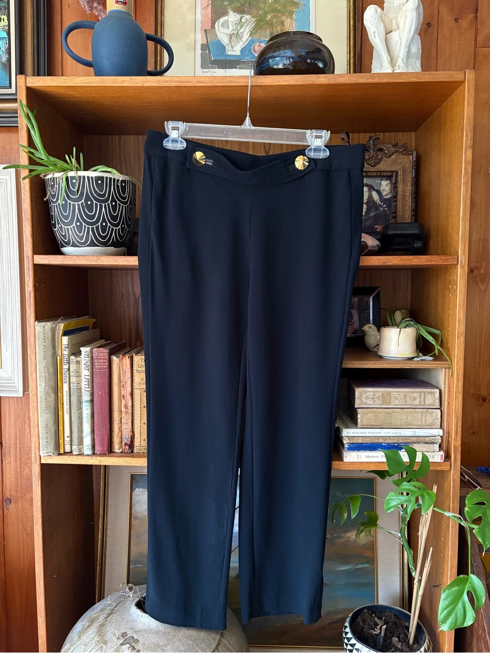 Vintage Y2K Roberto Cavalli Gold Stud // Leather // Silk Mid Rise Trousers 30”